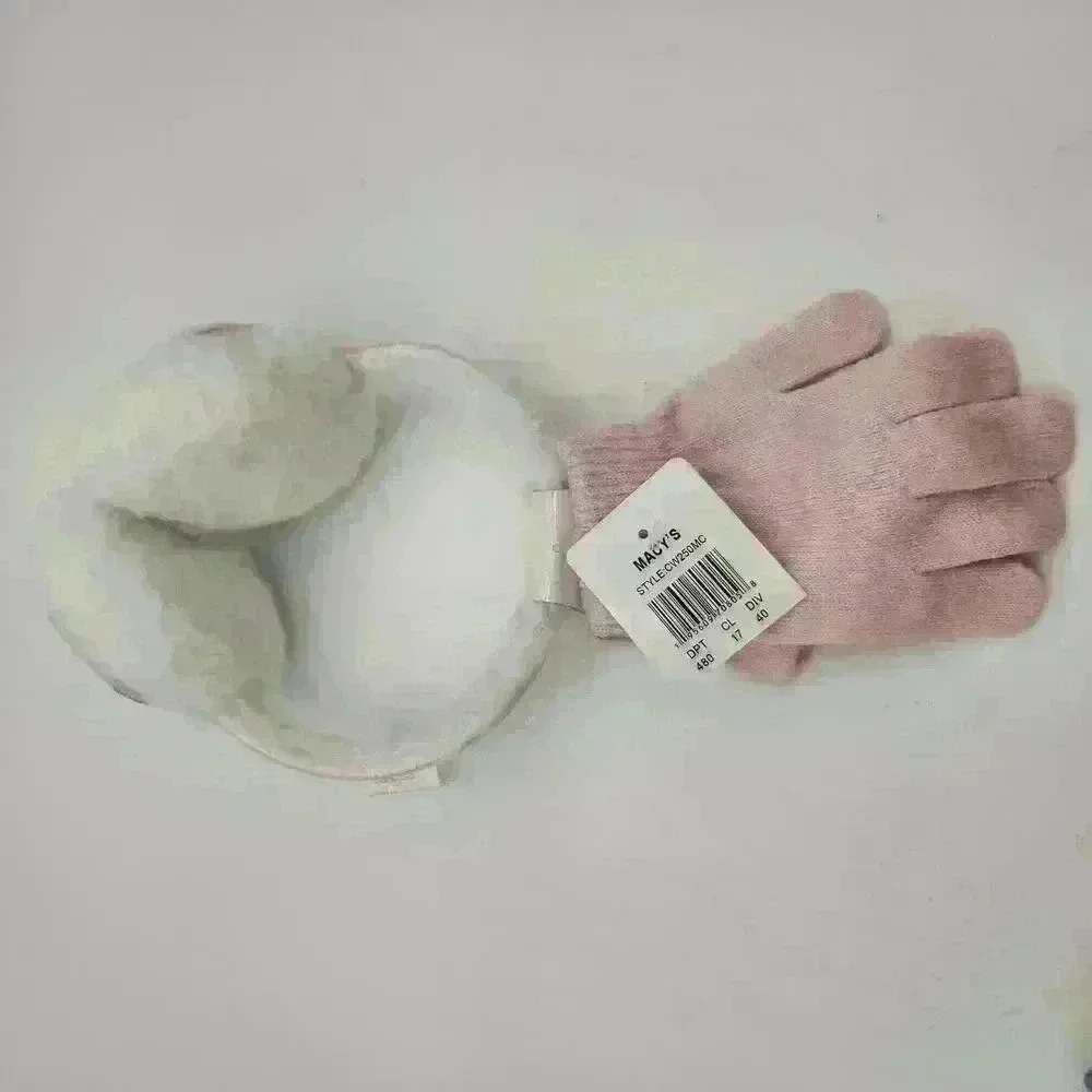 NWT Rainbow Sugar Fashion Star Faux‎ Fur Earmuffs & Stretch Pink Gloves One Size